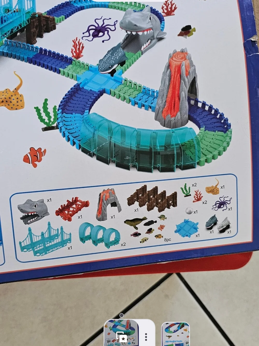 Flexible Blue & Green Race Track Glow In The Dark Playset for Kids